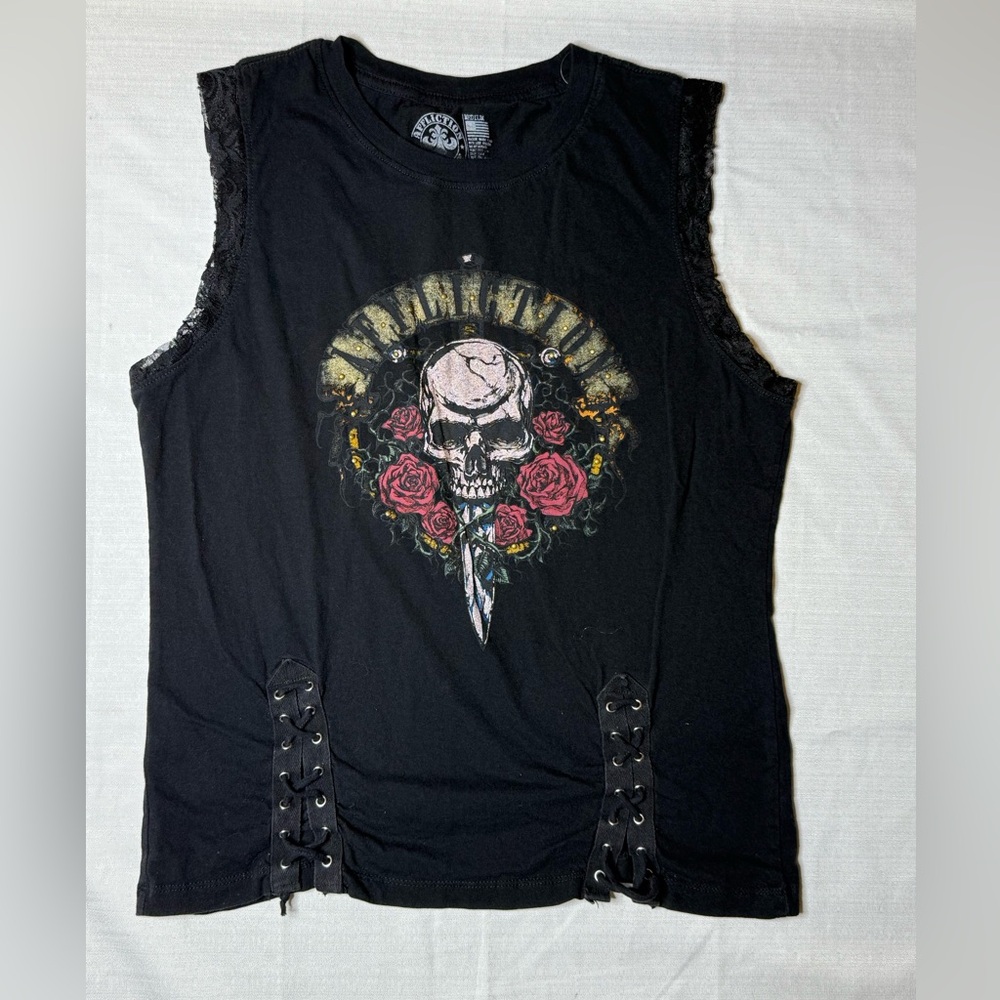 Affliction Women's NIGHTRAIN Guns N Roses Tank Top in Black size Medium